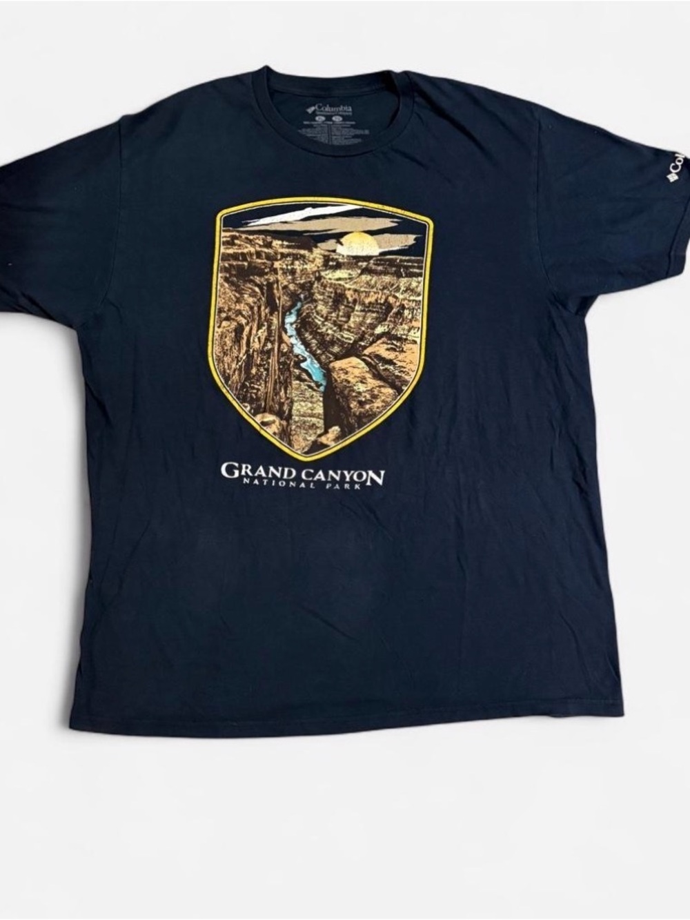 Columbia Grand Canyon Shield Graphic Tee - Navy with Yellow Accents
